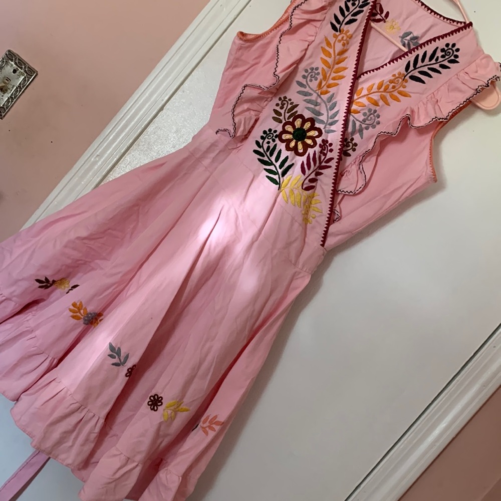 Pink Dress with Embroidery